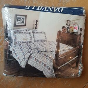 Vintage Danville 3 Piece Twin Sheet Pillowcase Bedding Floral Pattern Set USA
